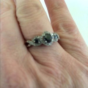 10k gold black and white diamond ring