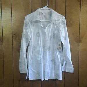 Beautiful embroidered white button down