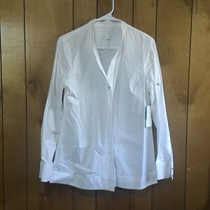 Mandarin collar white button down