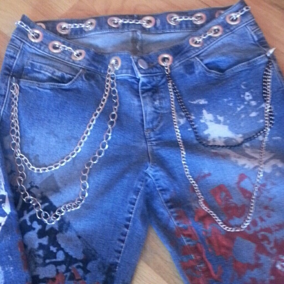 OOAK Graffiti Chain Ultimate Concert Jeans - Picture 3 of 6