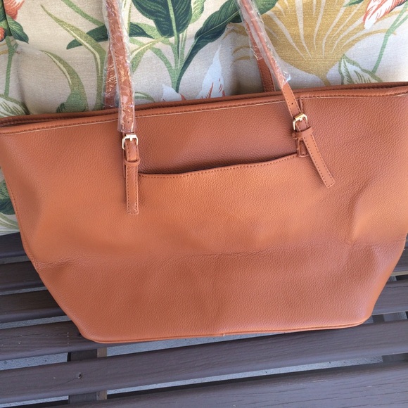 NWT Cognac Large Tote Bag Tassle - Picture 2 of 3