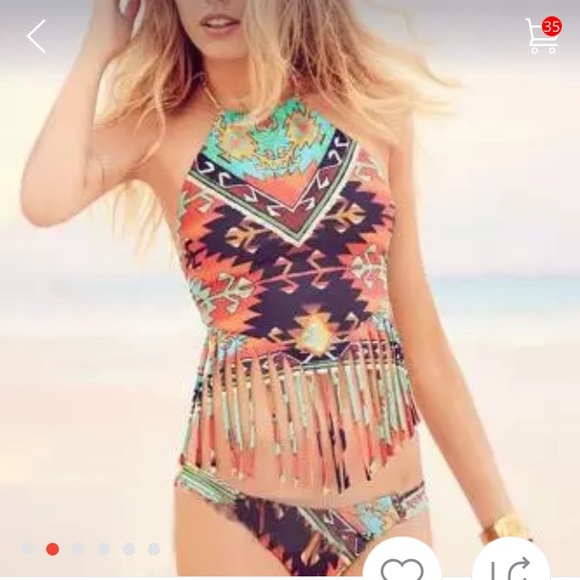 🎉H.P.🎉Boho fringe high neck bikini NWT!! - Picture 2 of 4