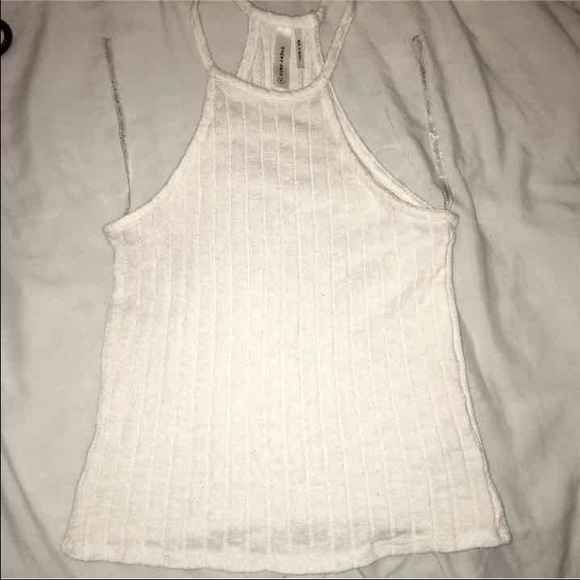 White halter crop top