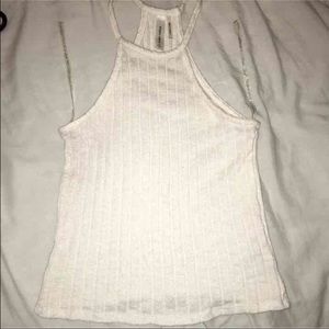 White halter crop top