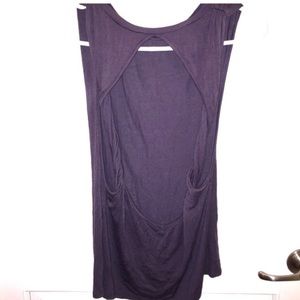 Open back dark gray tank top