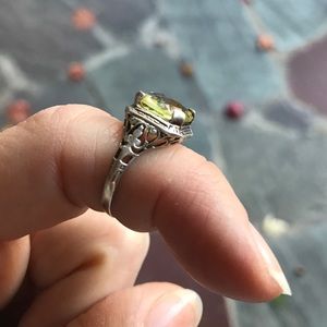Estate 4ct Lt Yellow Sterling Silver Filigree Ring