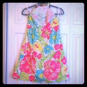 Lilly Pulitzer Halter Dress with White Embroidery
