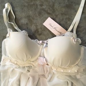 Wedding/white babydoll with thong NWT!