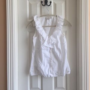 Ruffle sleeveless button down