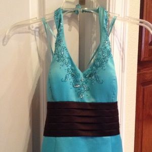 Prom dress long beaded train new with tags