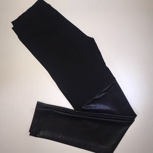 Half-half cotton/leather black leggings