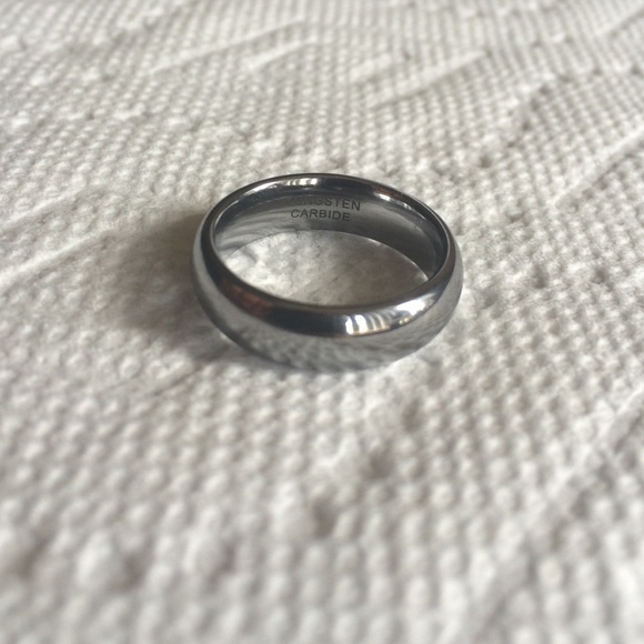 Chrome tungsten carbide wedding band mens