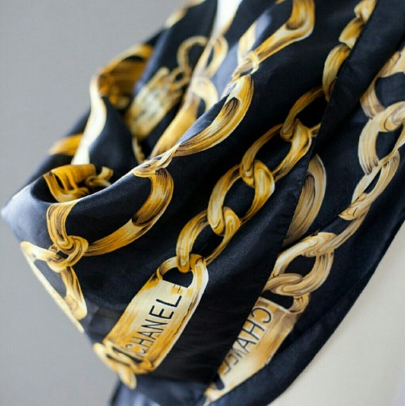 CHANEL Accessories - CHANEL 100% SILK AUTHENTIC SCARF