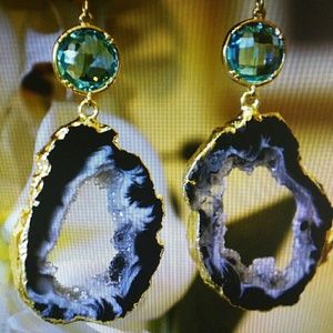 Sale!14 K Gold - Crystal Druzy Earrings