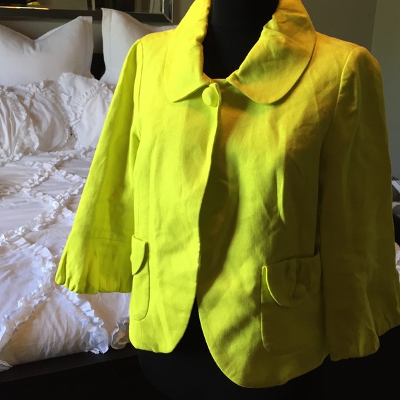 Yellow J Crew linen jacket