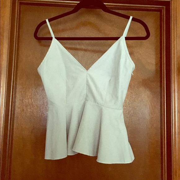 Glamorous 70's style peplum tank light periwinkle