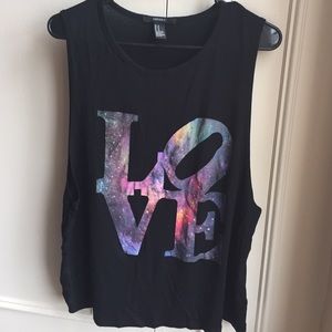 Oversized Galaxy Love Tank Top Shirt M