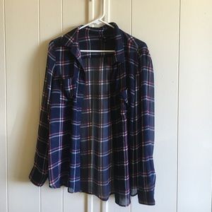 GAP Sheer Plaid Top