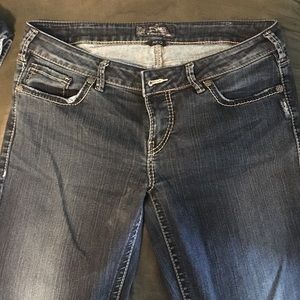Silver "Aiko" bootcut jeans.