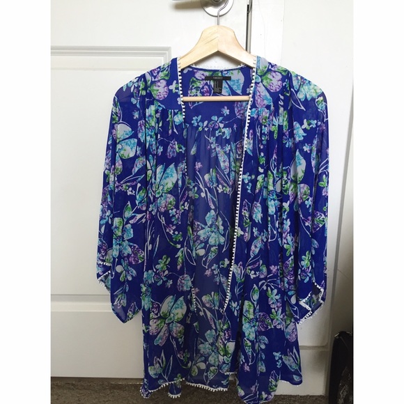 Forever 21 Blue Floral Kimono