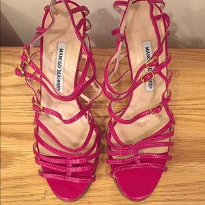 Strapped patent sandal