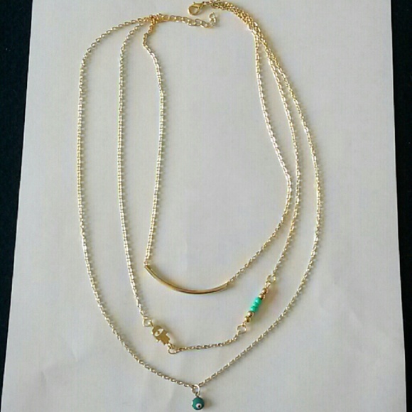👁Evil Eye with Turquoise Beads Layering Necklace - Picture 4 of 4