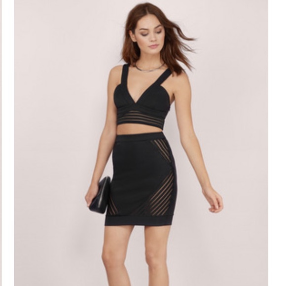 Tobi Black Blind Side Bodycon 2 piece Dress