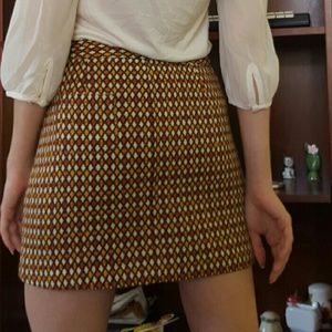 Retro 70s Anna sui part wool mini skirt w pockets
