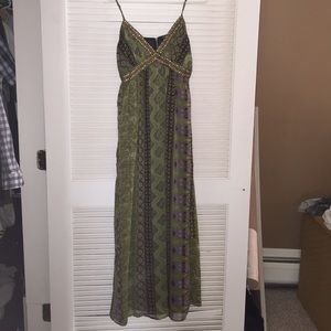 Green and gold maxi dress