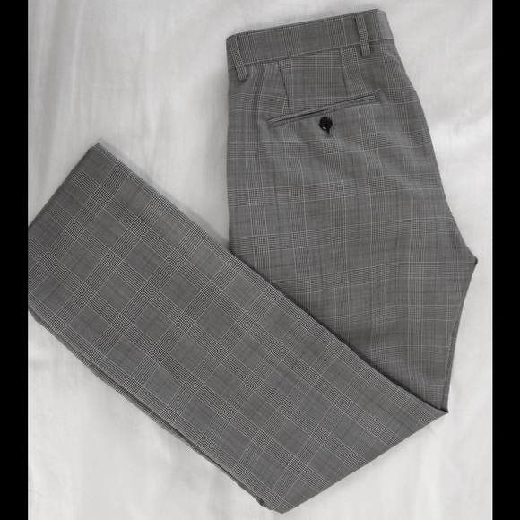 mens black and white plaid dress pants