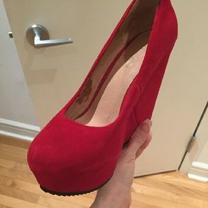 Red ALDO suede wedges