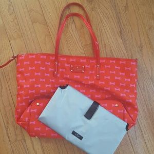 kate spade red and pink bow diaper bag