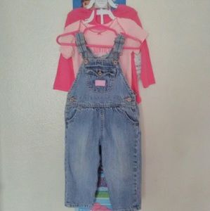 Oshkosh overalls  & Carters Onesies