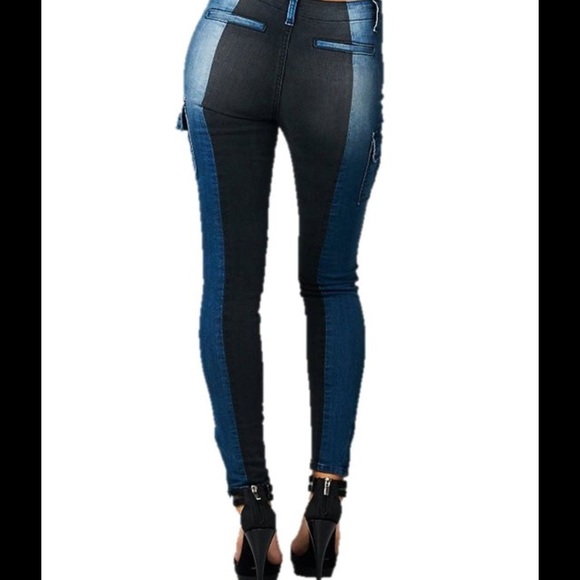 Two Toned Moto Jeans - Picture 3 of 4