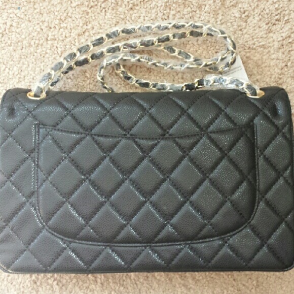 Quilted caviar leather bag