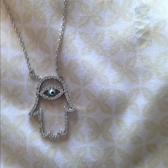 925 stamped sterling silver Hamsa necklace