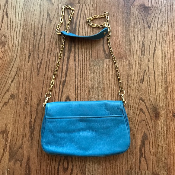 Tory Burch Blue and Gold Logo Single Flap Purse - Picture 4 of 4