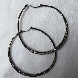 Stella & Dot Black hoops with small diamonds