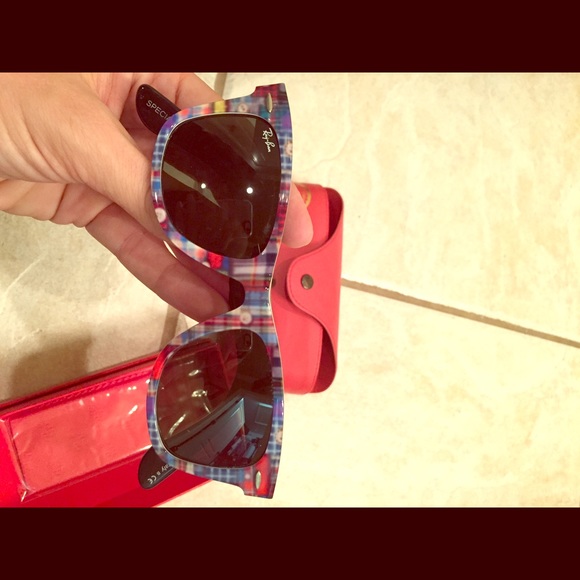 Rare Ray Ban Wayfarer sunglasses in a madras print