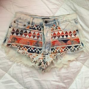 High Waisted Distressed Jean Shorts