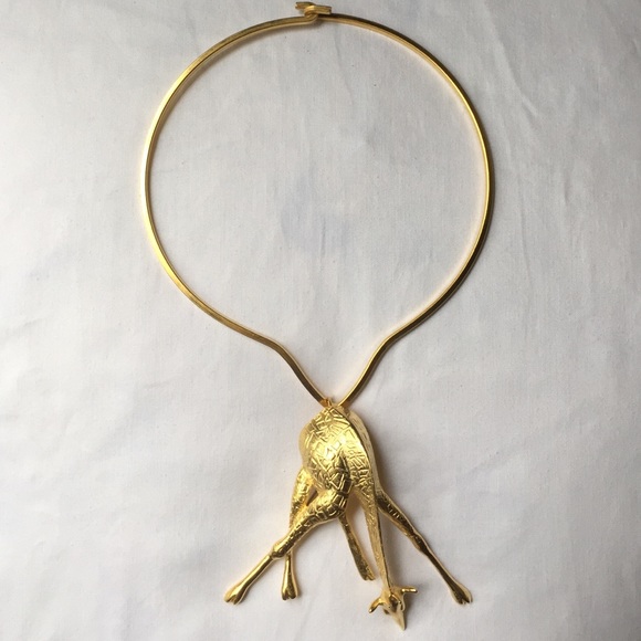 Gold tone necklace with detachable lapel pin