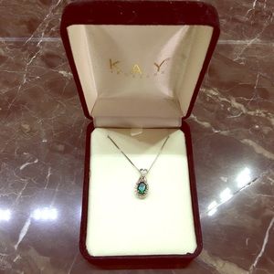 Emerald and Diamond Sterling Silver Necklace