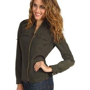 MICHAEL Michael Kors Dogtag zip camp shirt