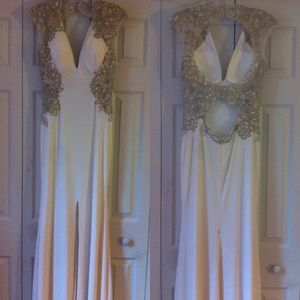 Ivory and gold prom dress!