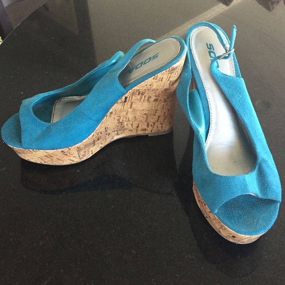 Soda Shoes - Turquoise wedges (must bundle)