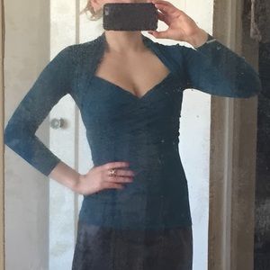 Anthropologie long sleeve teal shirt