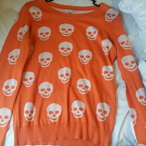 Orange skull Halloween sweater