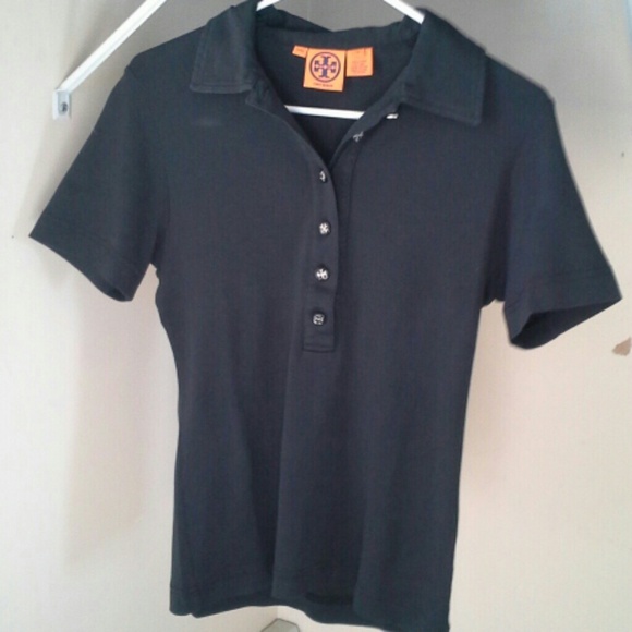 Tory Burch black polo with silver/black buttons