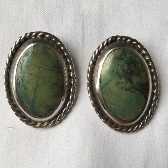 Sterling & Jade Clip-on Earrings
