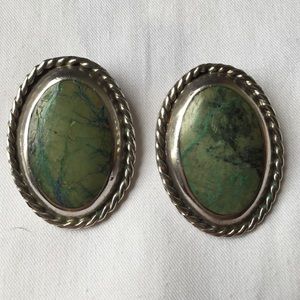 Sterling & Jade Clip-on Earrings